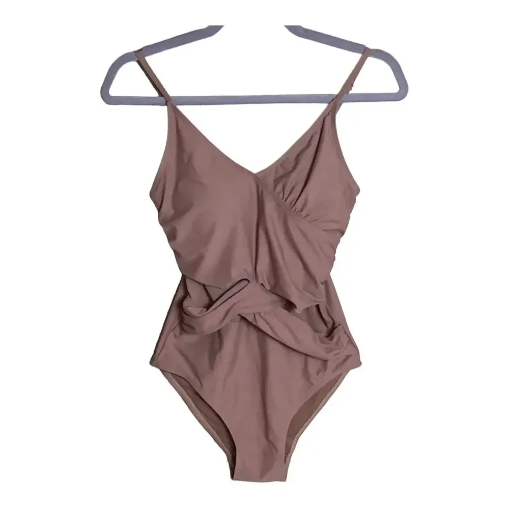 Nicole Miller Women Nude One Piece Swimsuit Sz Sm NWOT (Flaws) Tummy Control